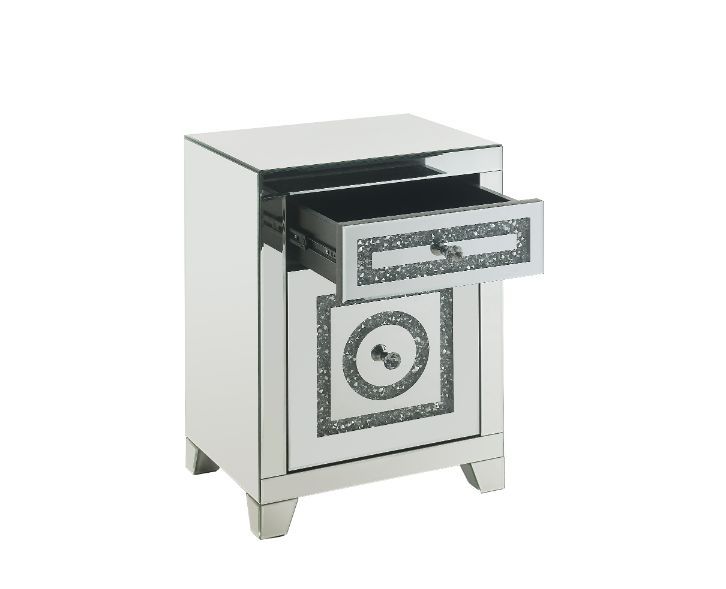 Noralie - 26"H Accent Table With Storage Drawers - Mirrored & Faux Diamonds - Urban Living Furniture (Los Angeles, CA)