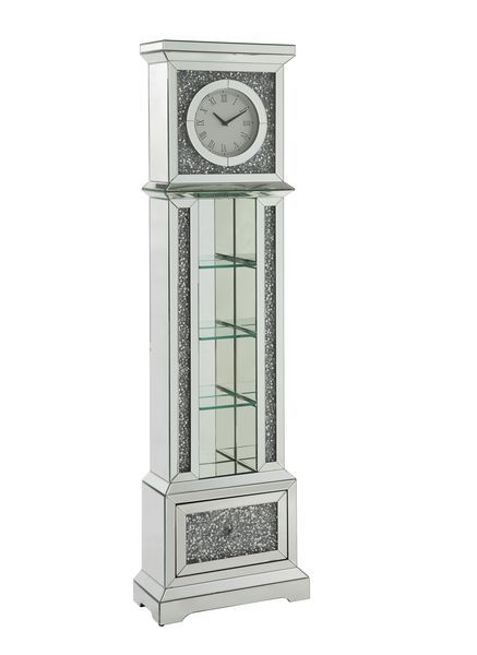 Noralie - 63" Standing Grandfather Clock With LED - Mirrored & Faux Diamonds - Urban Living Furniture (Los Angeles, CA)