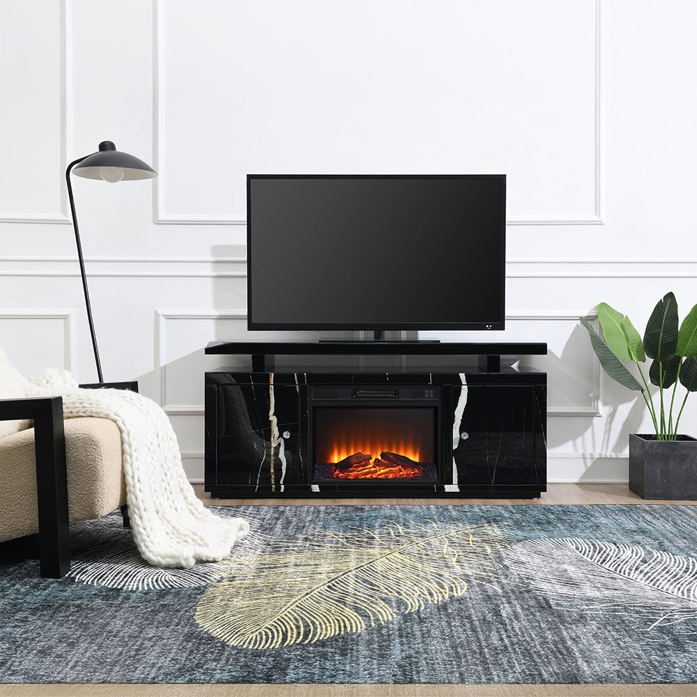Drisana - TV Stand With Fireplace - Black Mirrored Finish - Urban Living Furniture (Los Angeles, CA)
