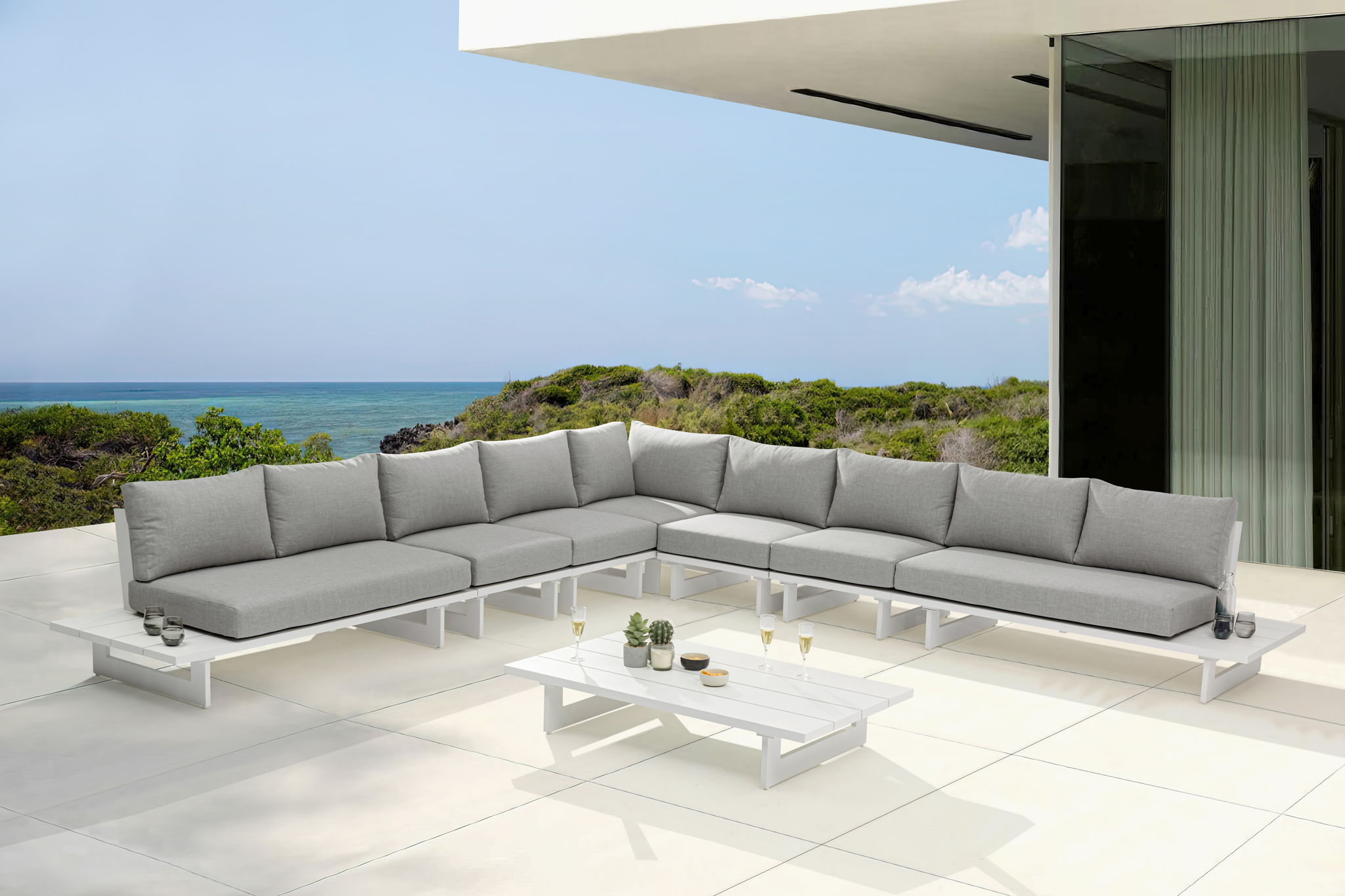 Maldives - 7 Piece Water Resistant Outdoor Patio Modular Sectional With White Base - Urban Living Furniture (Los Angeles, CA)