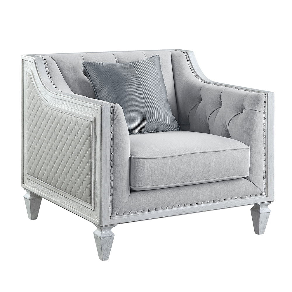 Katia - Chair With Pillow - Light Gray Linen & Weathered White - Urban Living Furniture (Los Angeles, CA)