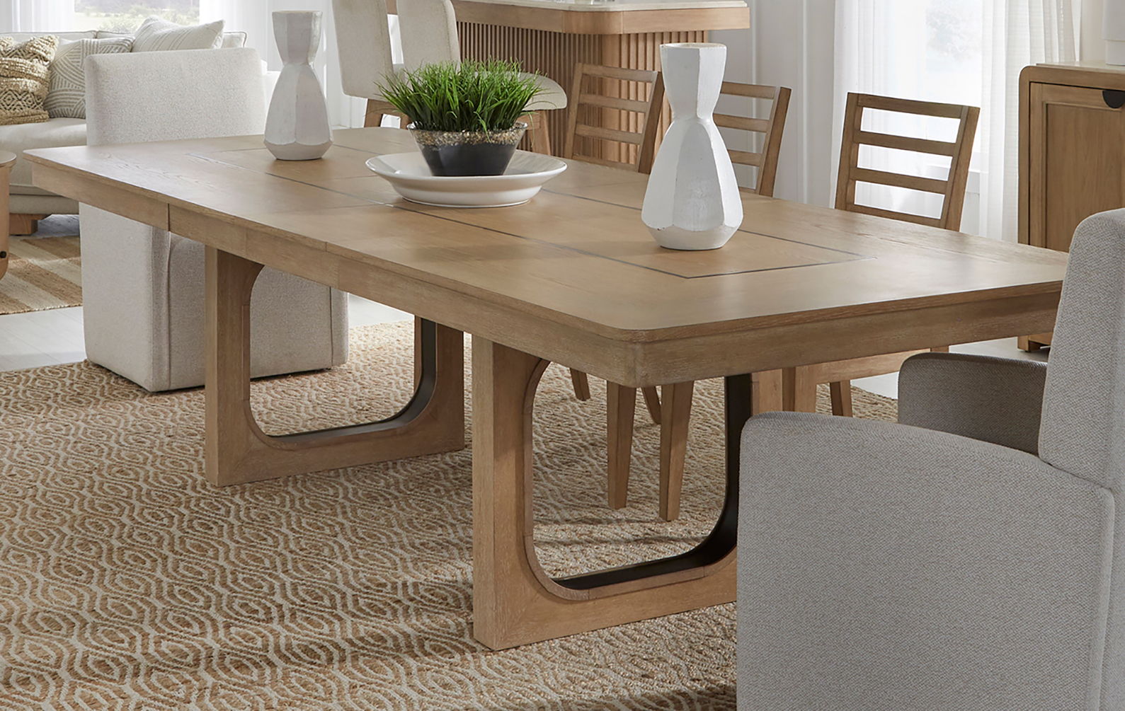 Escape - Extendable Dining Table - Glazed Natural Oak / Black Metal Trim - Urban Living Furniture (Los Angeles, CA)