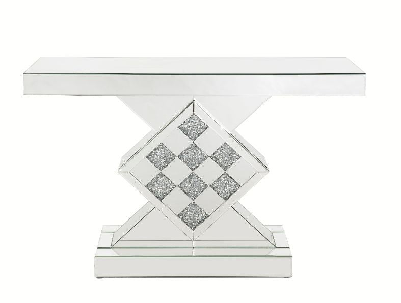 Noralie - 47" X 14" Console Table - Mirrored & Faux Diamonds - Urban Living Furniture (Los Angeles, CA)