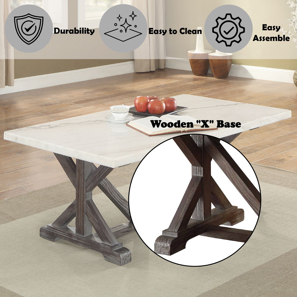Romina - Coffee Table - White Marble Top & Weathered Espresso - Urban Living Furniture (Los Angeles, CA)
