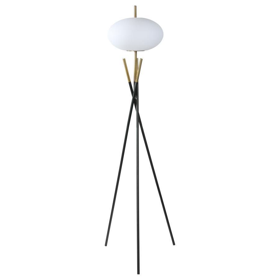Layton - White Orb Shade Tripod Floor Lamp - Black - Urban Living Furniture (Los Angeles, CA)