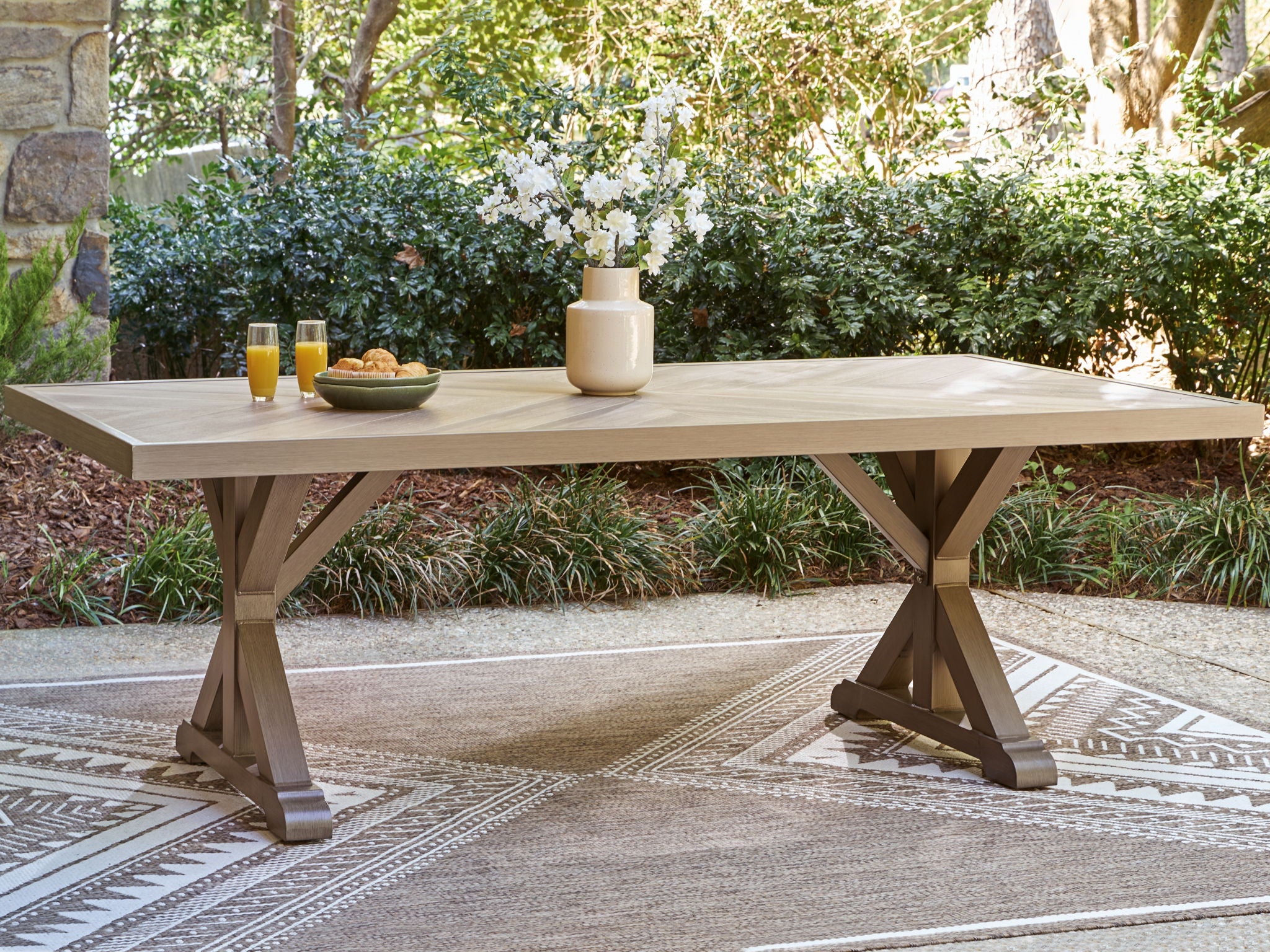 Laguna Heights - Rectangular Dining Table With Umbrella Option - Beige - Urban Living Furniture (Los Angeles, CA)