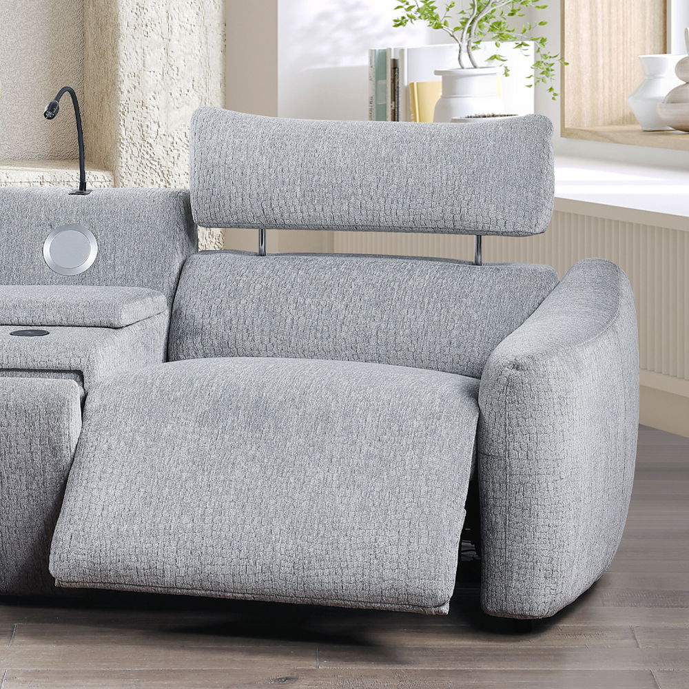 Fullar - RAF Modular Power Motion Recliner - Light Gary Chenille - Urban Living Furniture (Los Angeles, CA)