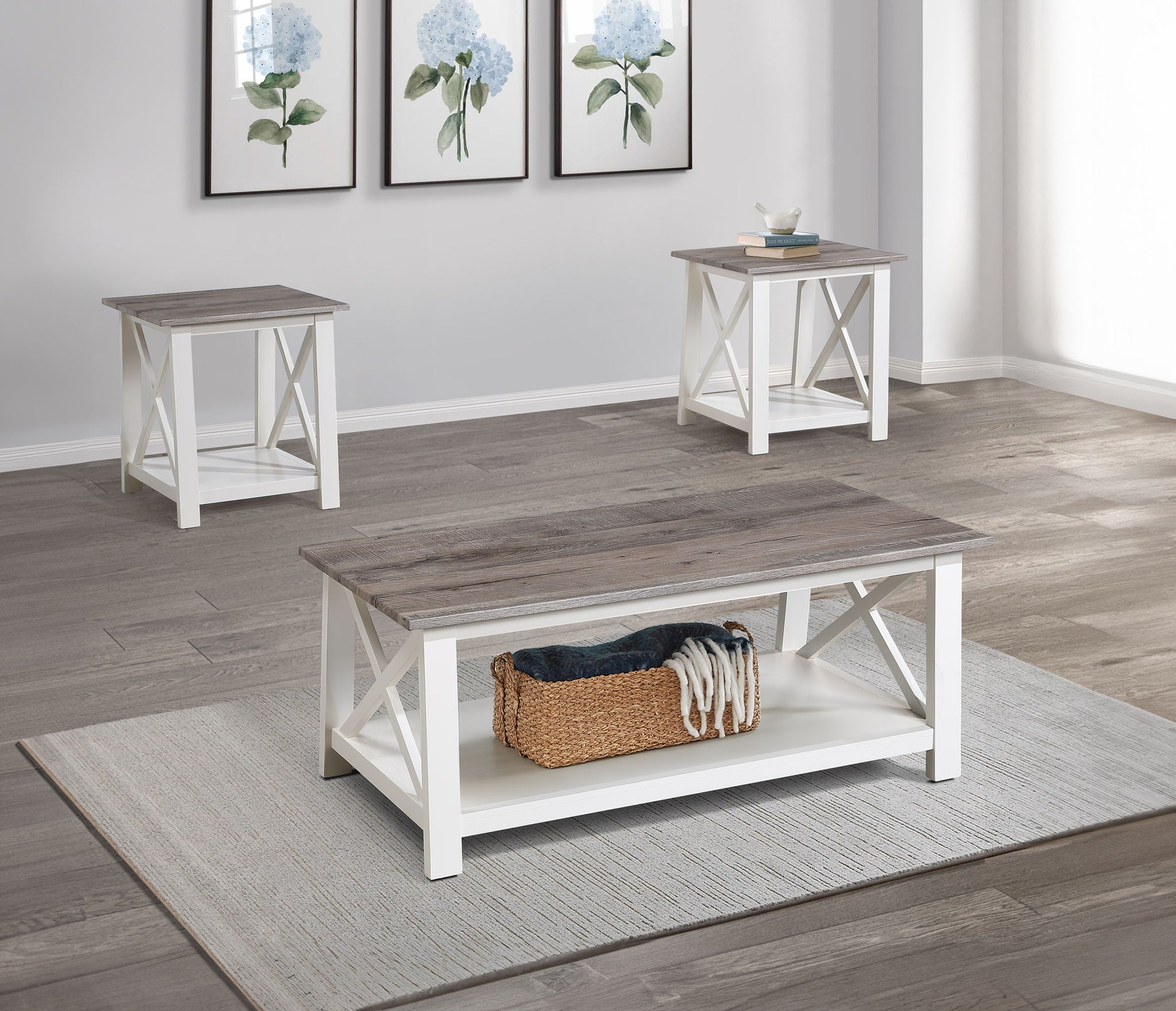Thelma - 3 Piece Cocktail Set - White / Light Brown - Urban Living Furniture (Los Angeles, CA)