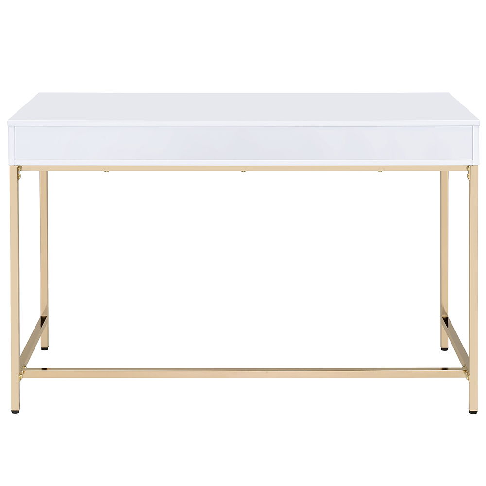 Ottey - Vanity Desk (Same 92540) - White High Gloss & Gold - Urban Living Furniture (Los Angeles, CA)