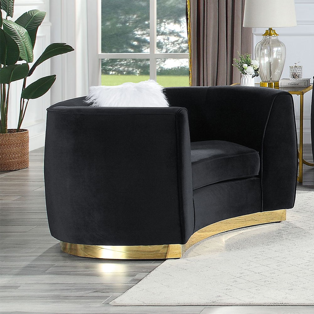 Achelle - Chair With Pillow - Black Velvet - Urban Living Furniture (Los Angeles, CA)