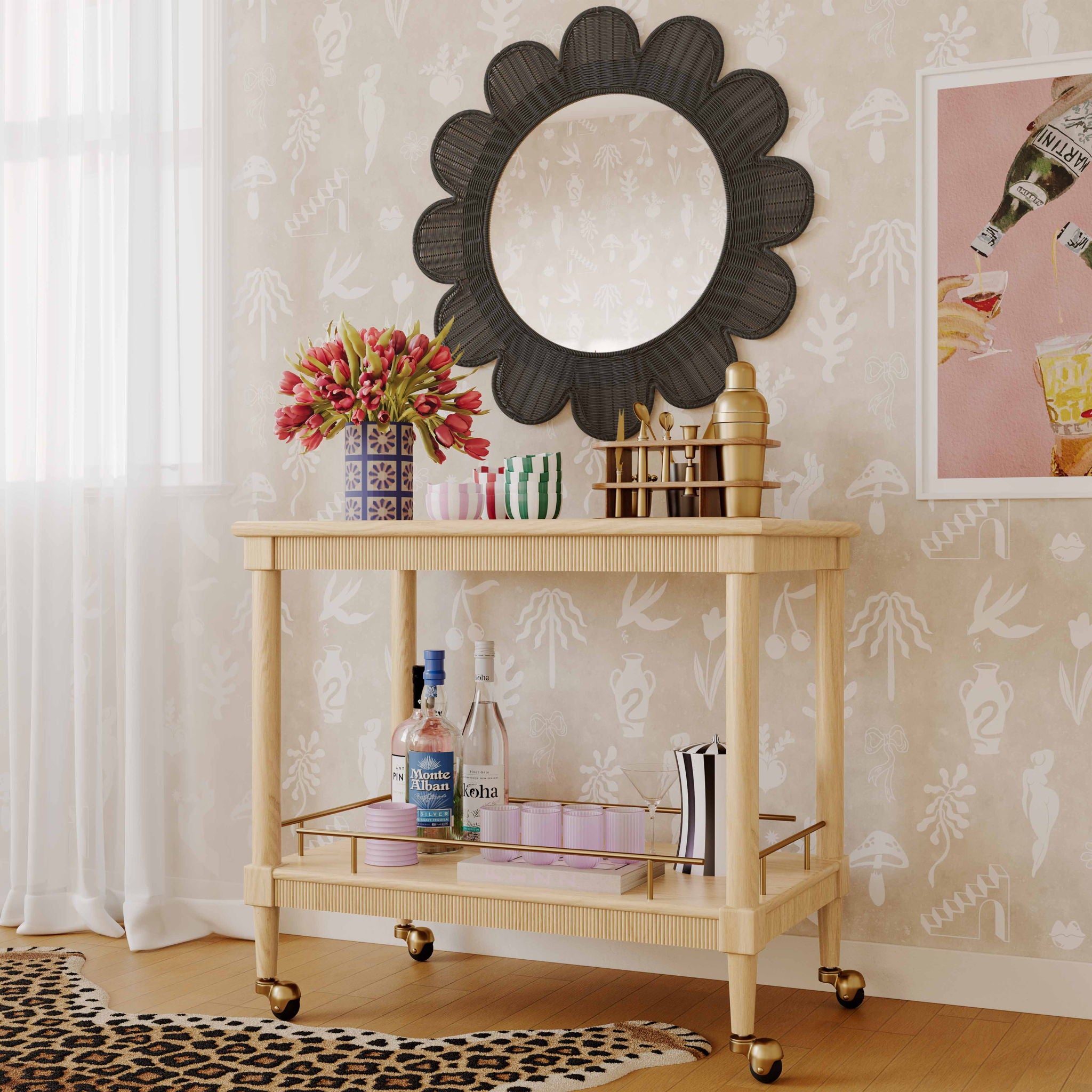 Coralie - Rattan Round Mirror - Urban Living Furniture (Los Angeles, CA)