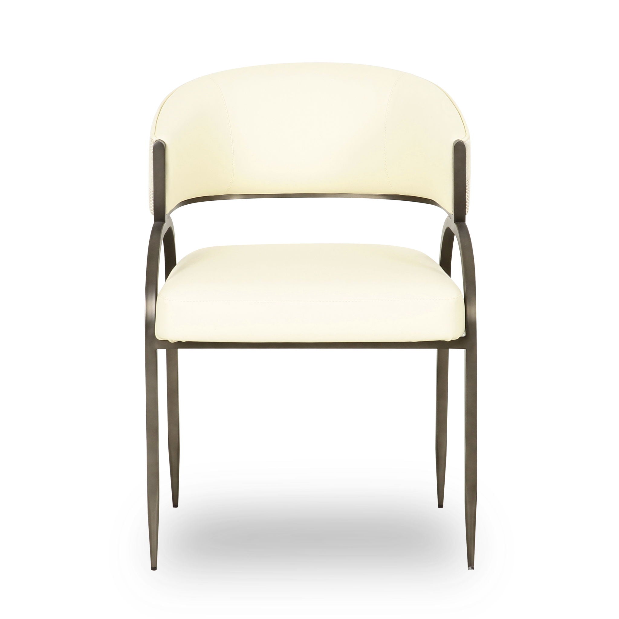 Tatum - Vegan Leather And 2-Tone Jacquard Dining Chair - Cream
