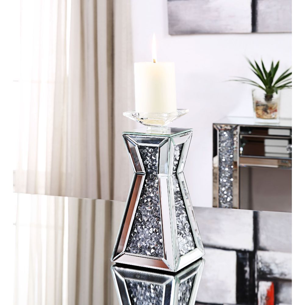 Nowles - 11" Candle Holder (Set of 2) - Mirrored, Faux Diamonds - Urban Living Furniture (Los Angeles, CA)