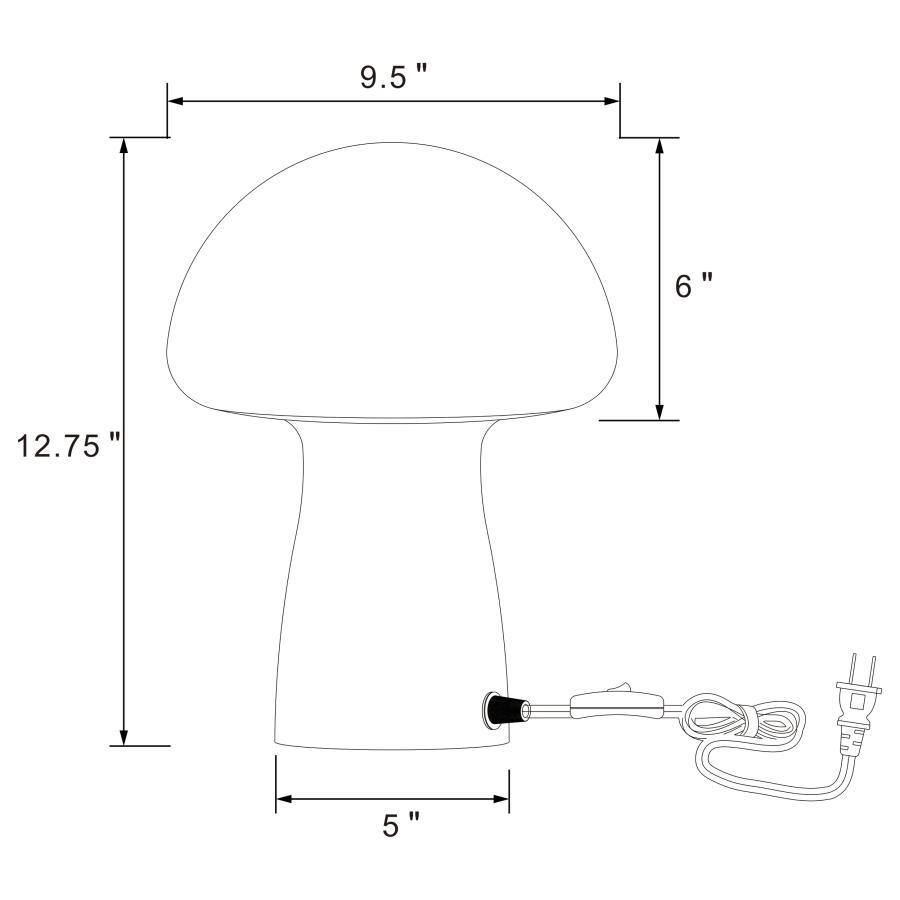 Kanaby - Mushroom Shaped Glass Bedside Table Lamp - White - Urban Living Furniture (Los Angeles, CA)