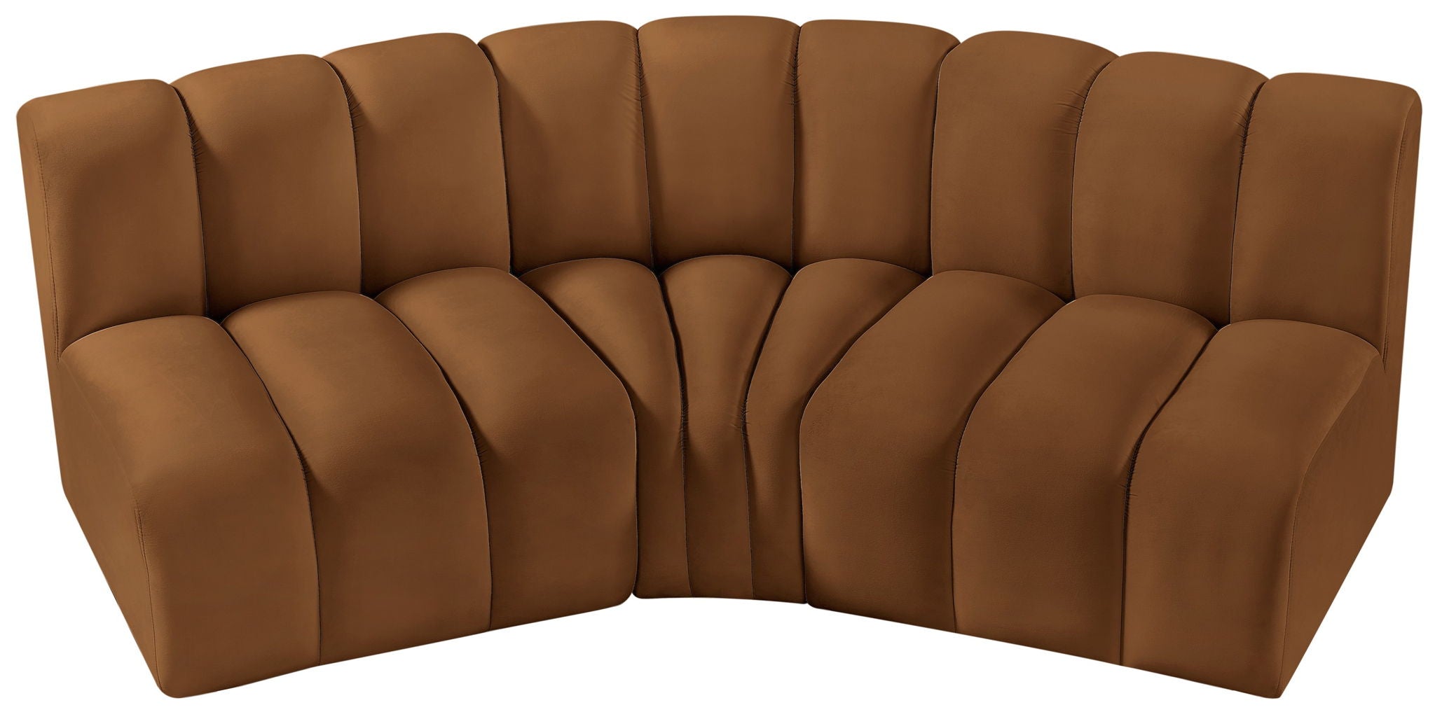 Arc - Velvet 3 Piece Modular Corner Sofa - Saddle