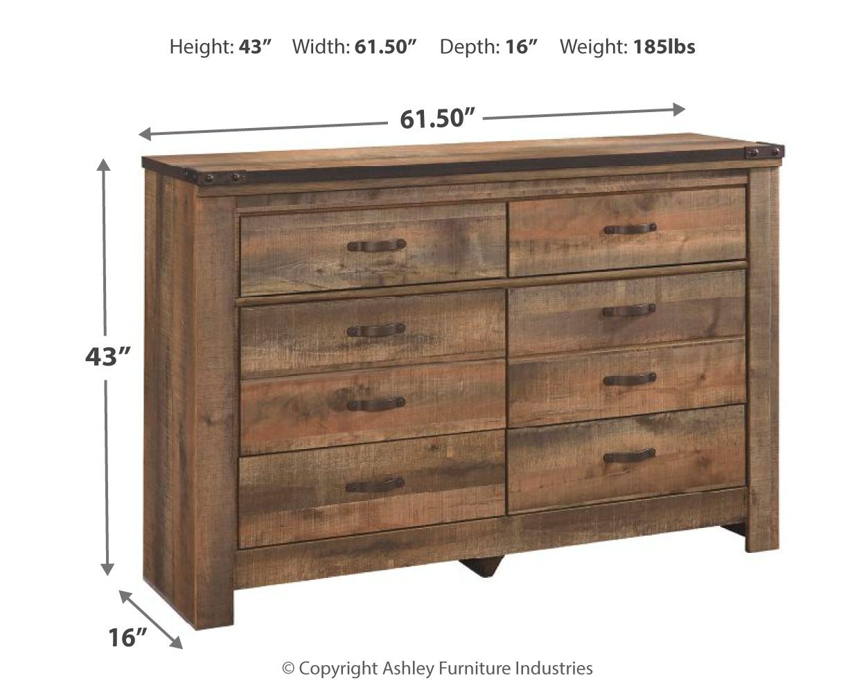 Trinell - Brown Dark - Six Drawer Dresser - 61.34" x 15.98" x 42.99" - Urban Living Furniture (Los Angeles, CA)