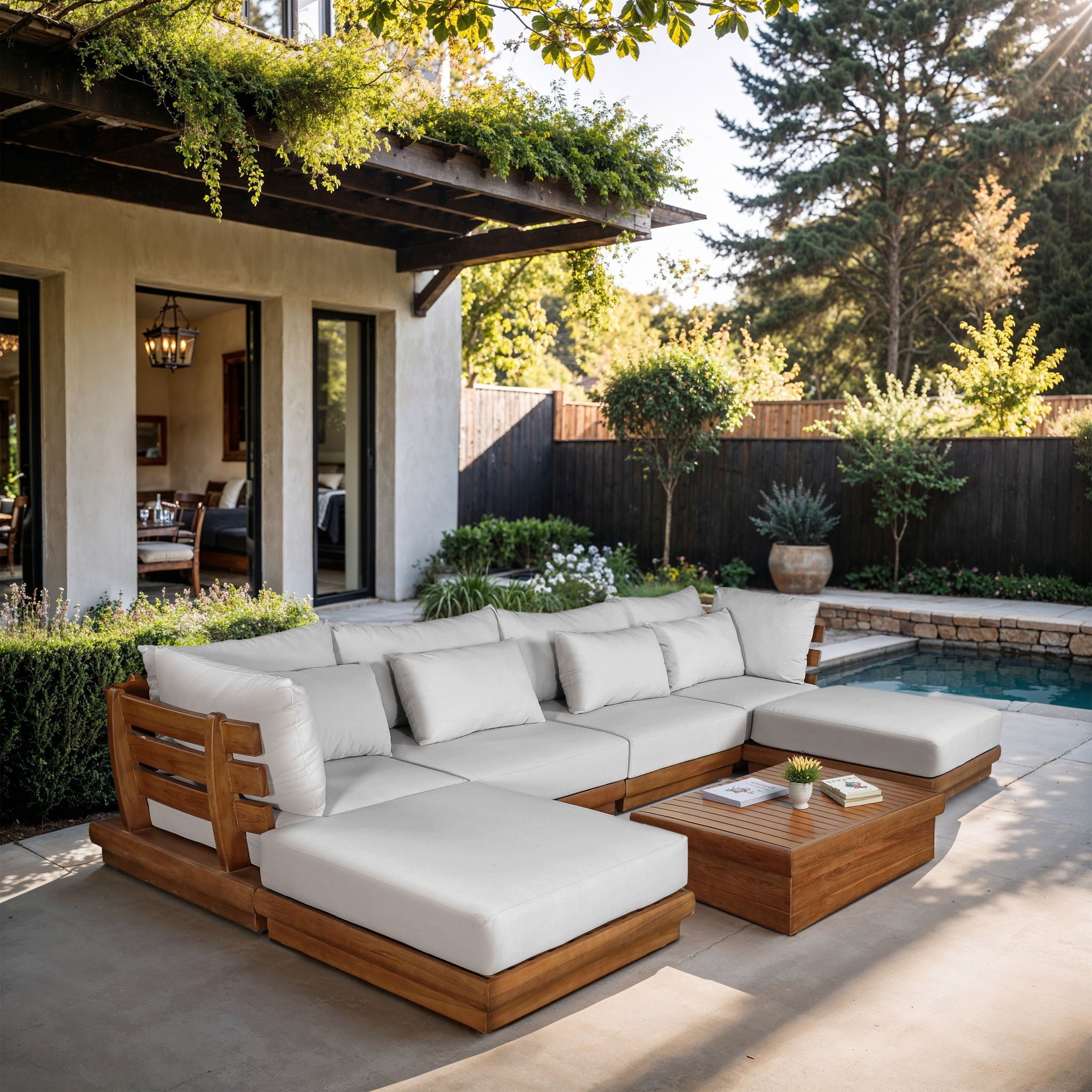 Mirella - 6 Piece Water Resistant Fabric Upholstered Outdoor Patio Modular Sectional - Urban Living Furniture (Los Angeles, CA)