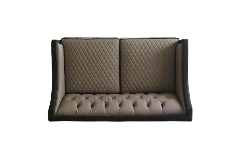 House Beatrice - Loveseat With 3 Pillows - Tan Synthetic Leather , Black Synthetic Leather & Charcoal - Urban Living Furniture (Los Angeles, CA)