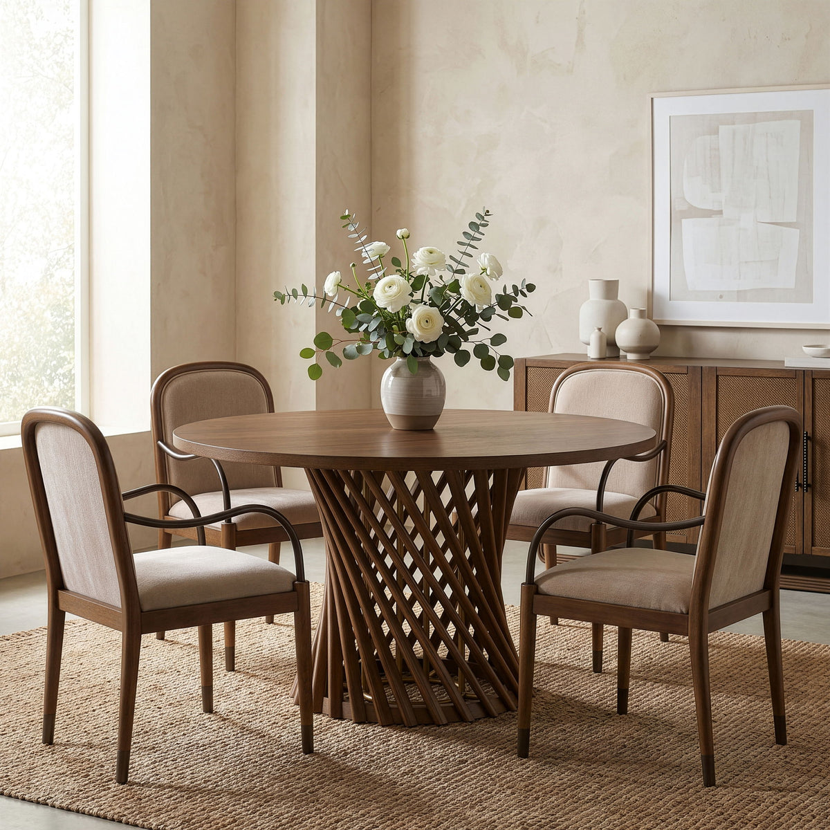 Hexon - 60" Oak Veneer And Solid Wood Dining Table - Brown