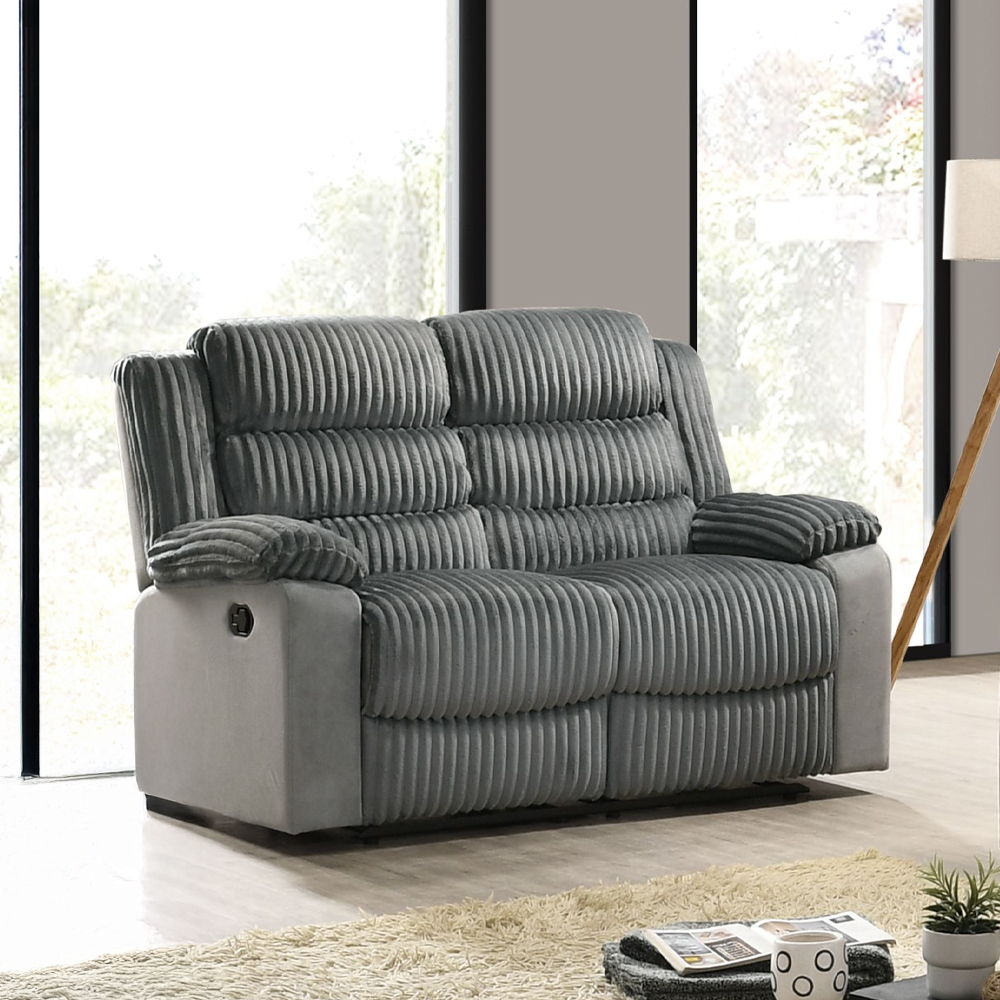 Lesley - Motion Loveseat - Gray Corduroy & Velvet - Urban Living Furniture (Los Angeles, CA)