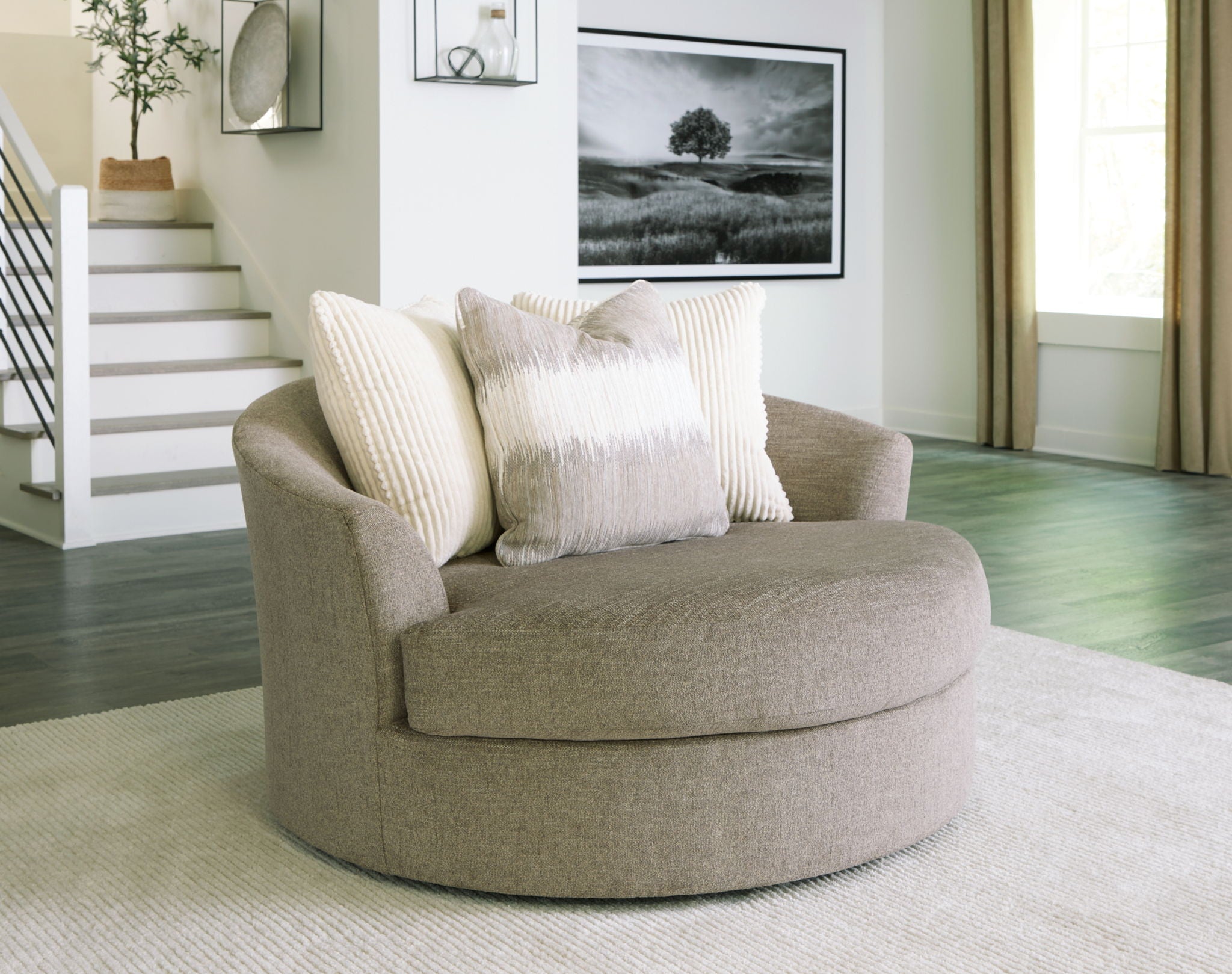 Creswell - Stone - Oversized Swivel Accent Chair - Urban Living Furniture (Los Angeles, CA)