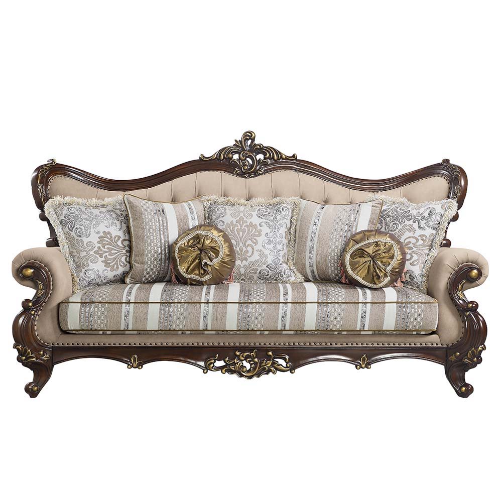Ragnar - Sofa With 7 Pillows - Light Brown Linen & Cherry - Urban Living Furniture (Los Angeles, CA)