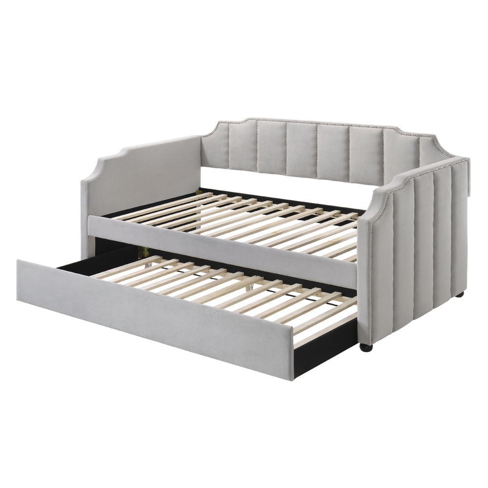 Peridot - Twin Daybed With Trundle - Dove Gray Velvet - Urban Living Furniture (Los Angeles, CA)