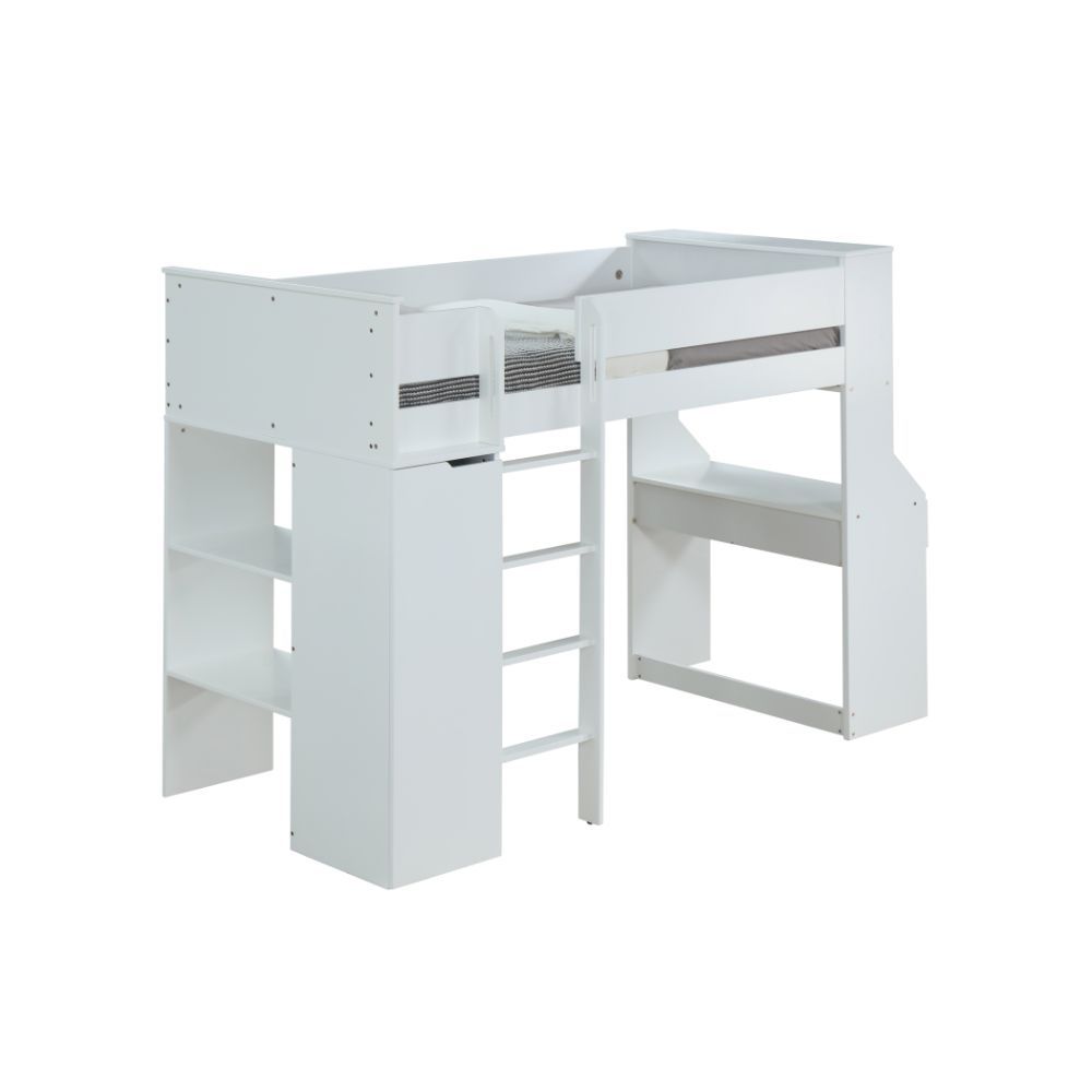 Ragna - Twin Loft Bed With Desk & Wardrobe - White - Urban Living Furniture (Los Angeles, CA)