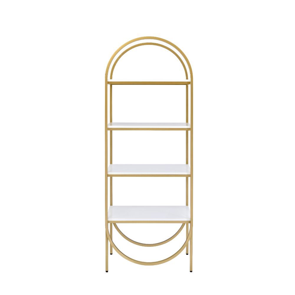 Lightmane - Bookshelf - White High Gloss & Gold - Urban Living Furniture (Los Angeles, CA)