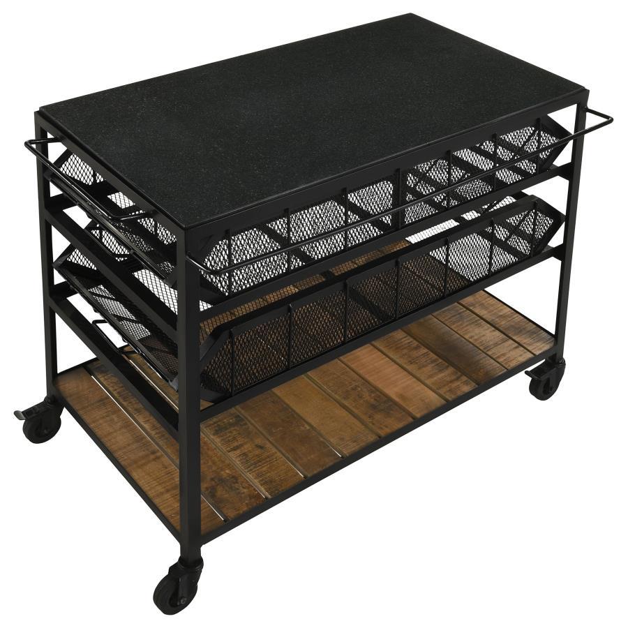 Evander - Marble Top Kitchen Cart With Removable Shelves - Black - Urban Living Furniture (Los Angeles, CA)
