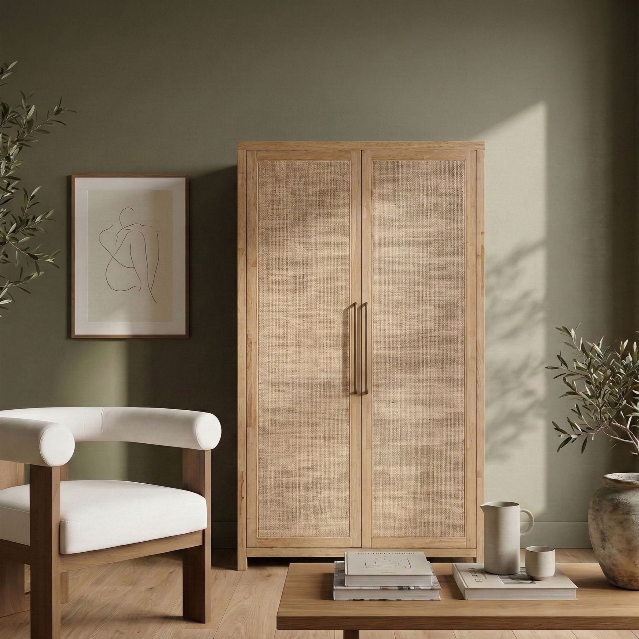 Vana - Solid Wood, Oak Veneer And Stainless Steel Storage Cabinet - Urban Living Furniture (Los Angeles, CA)