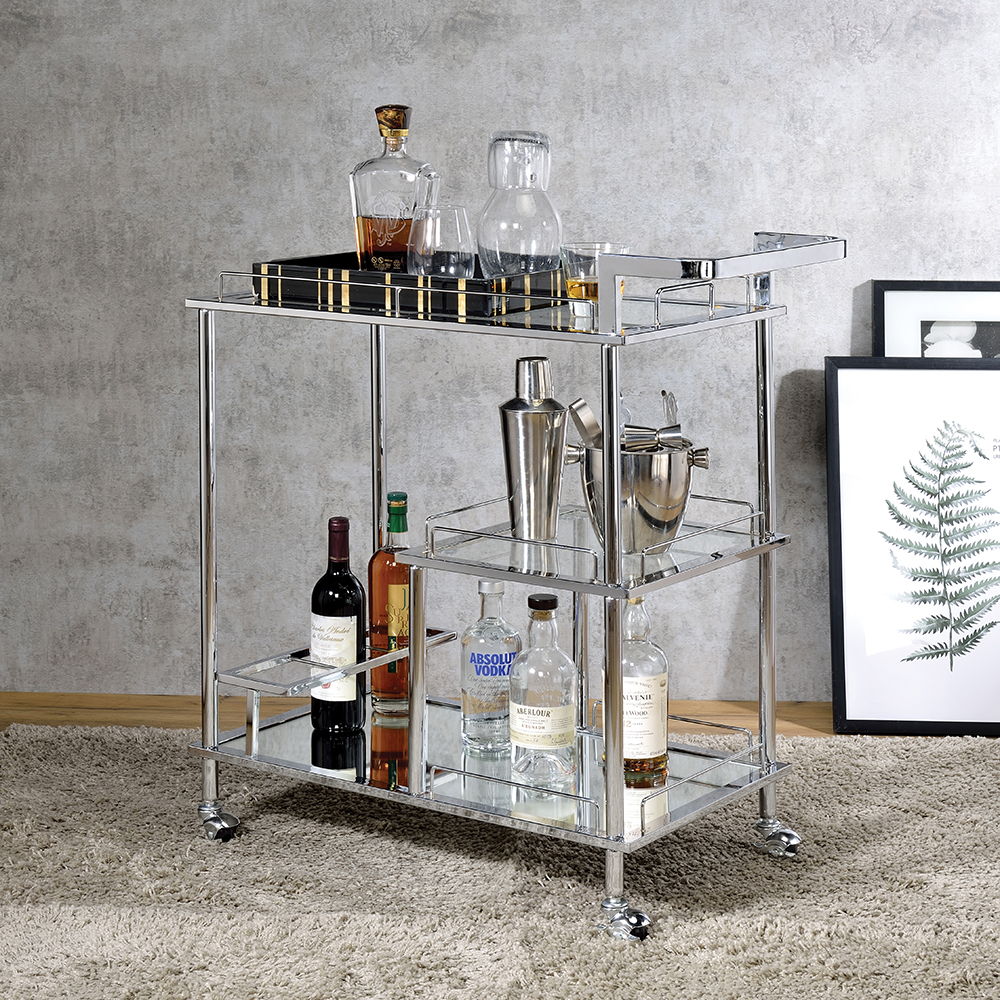Splinter - Serving Cart - Clear Glass & Chrome - Urban Living Furniture (Los Angeles, CA)