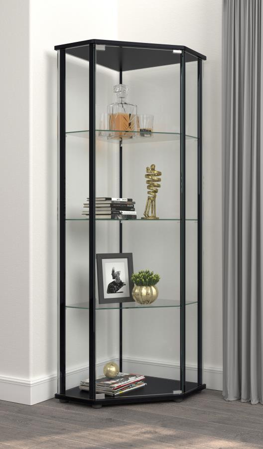 Zenobia - 4-Shelf Curio Cabinet Display Case - Black - Urban Living Furniture (Los Angeles, CA)
