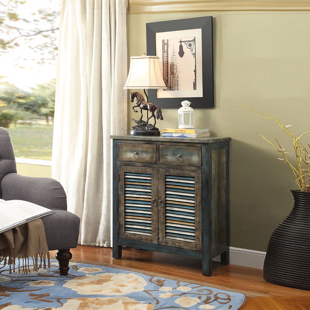 Glancio - Console Cabinet - Antique Oak & Teal - Urban Living Furniture (Los Angeles, CA)