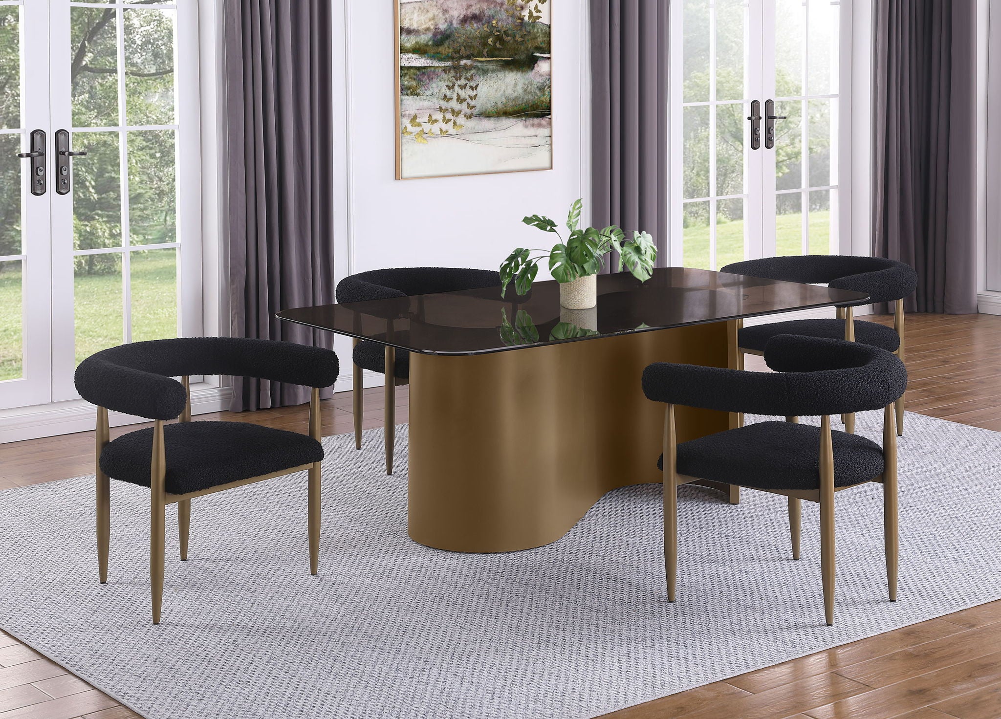 Edson - 5 Piece Rectangular Glass Top Dining Table Set - Bronze - Urban Living Furniture (Los Angeles, CA)