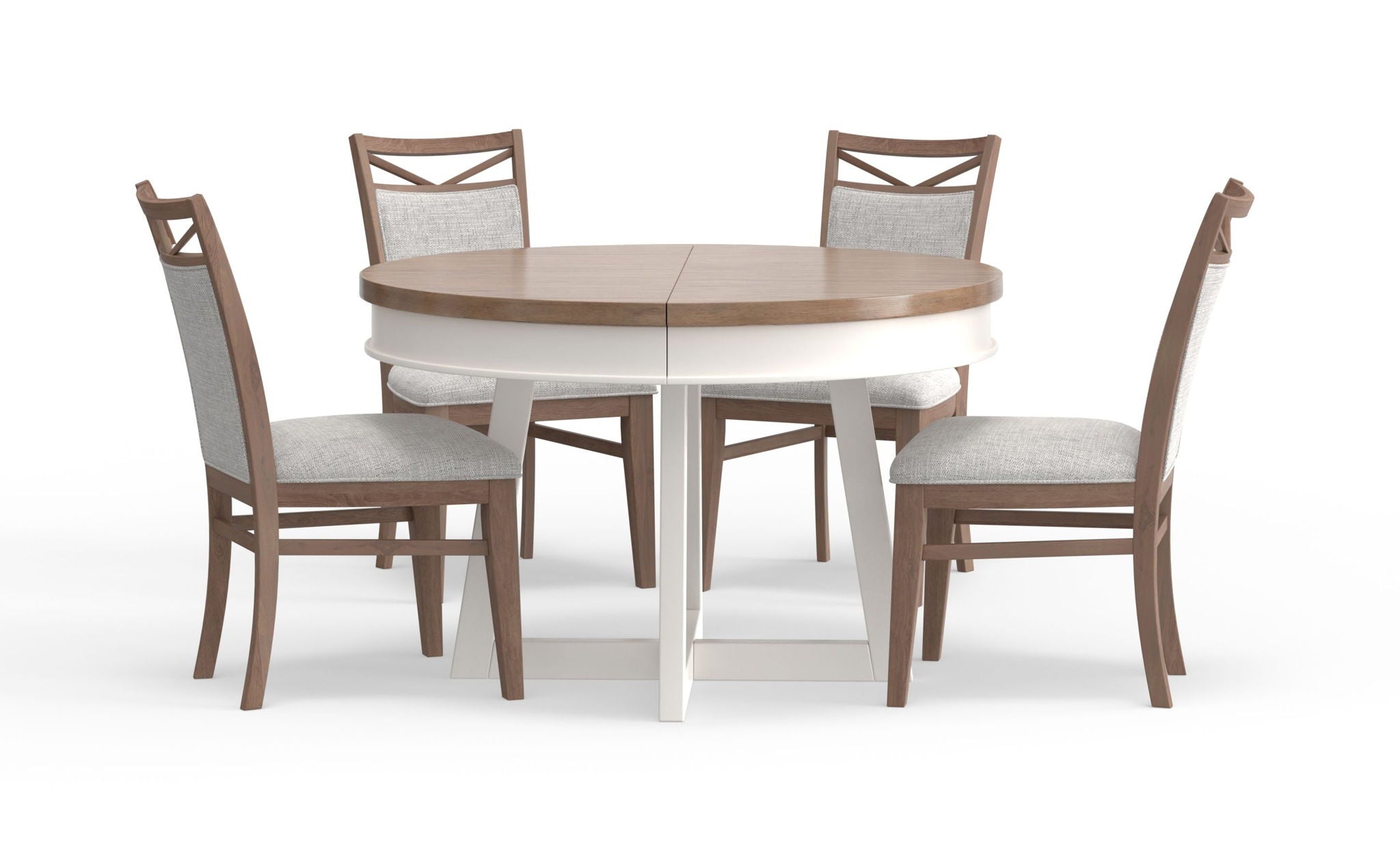 Americana Modern Dining - Round Extendable Dining Table And 4 Upholstered Chairs - Cotton - Urban Living Furniture (Los Angeles, CA)