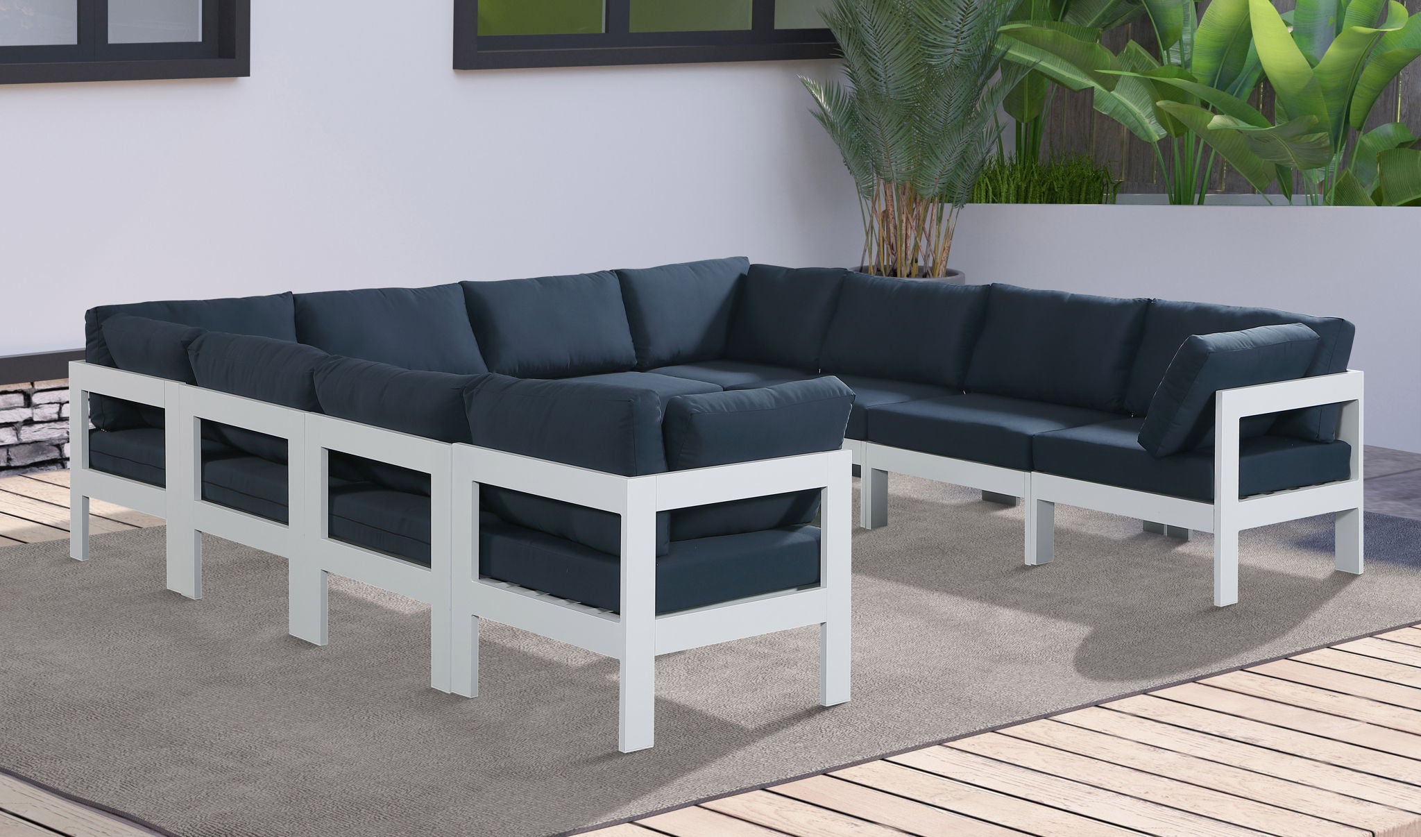Nizuc - Outdoor Patio 10 Piece Modular Sectional With White Frame - Urban Living Furniture (Los Angeles, CA)