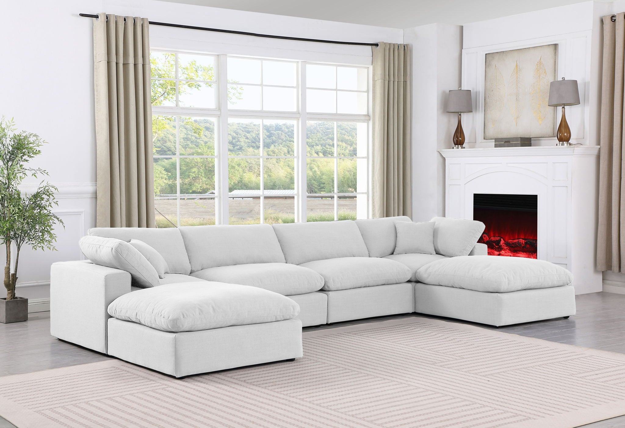Comfy - 6 Piece Linen Modular Double Chaise Sectional - Urban Living Furniture (Los Angeles, CA)