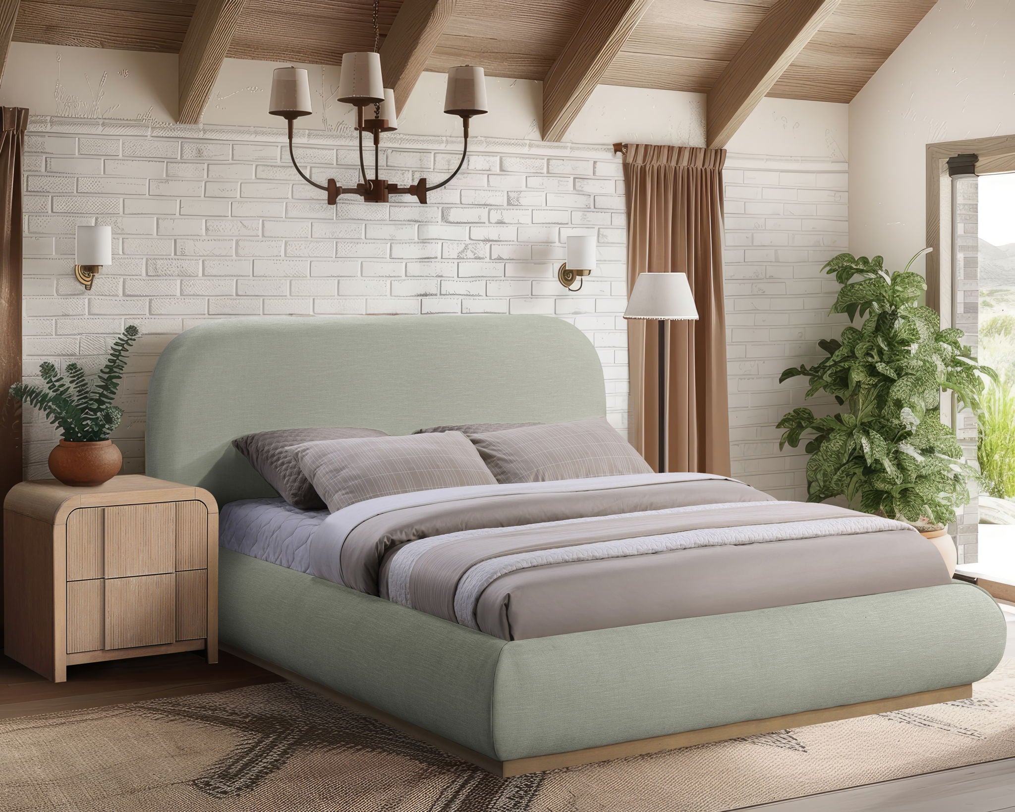 Vaughn - Chenille Bed With Natural Base - Urban Living Furniture (Los Angeles, CA)