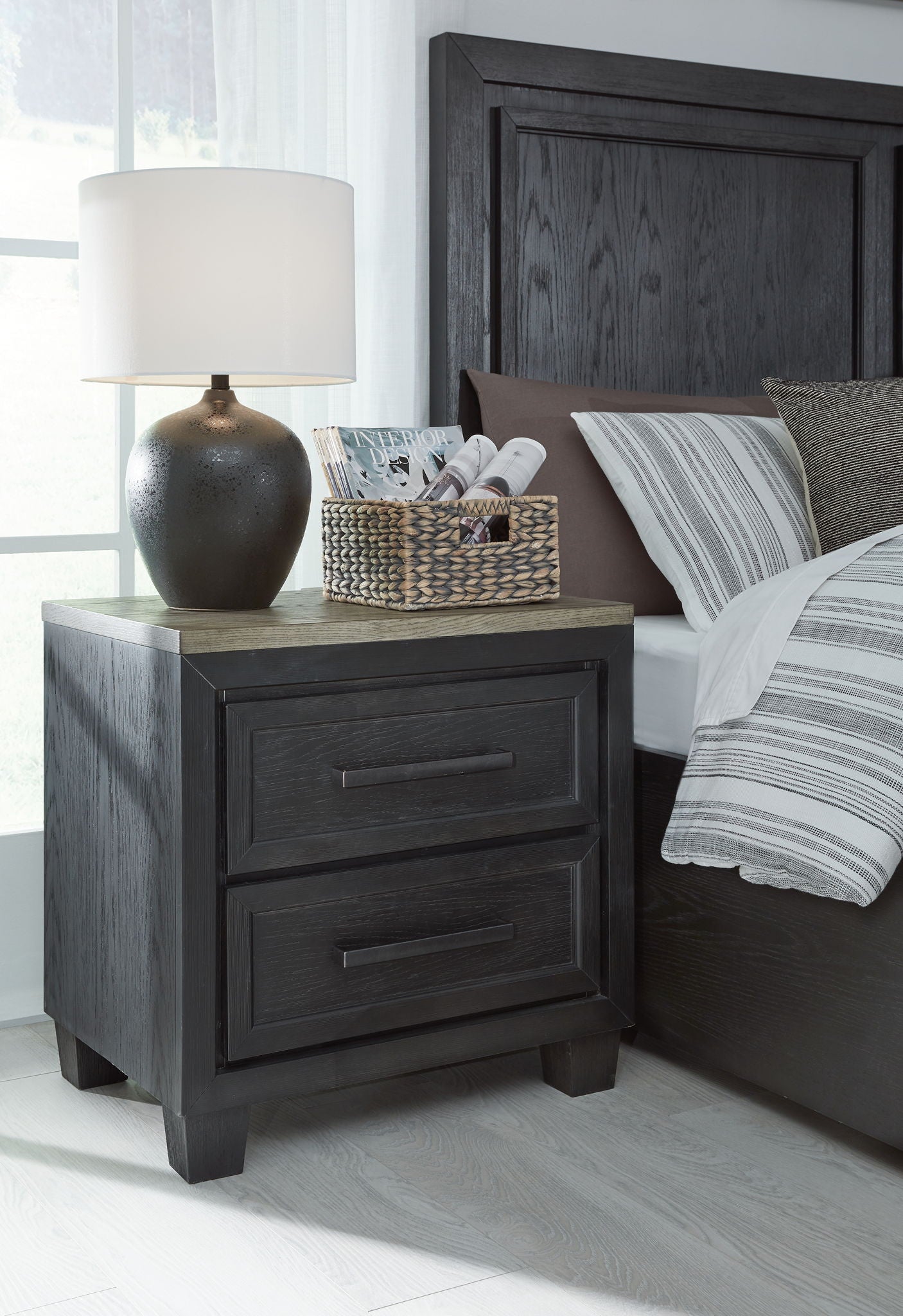 Foyland - Black / Brown - Two Drawer Night Stand - Urban Living Furniture (Los Angeles, CA)