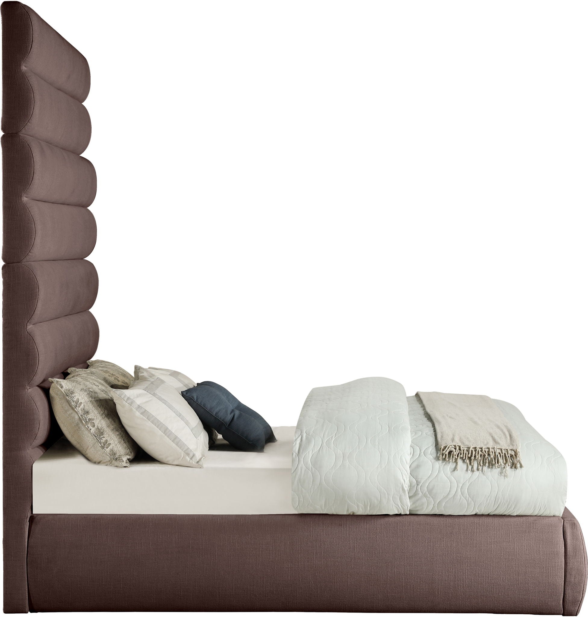 Adam - Linen Fabric Bed With 89" Headboard