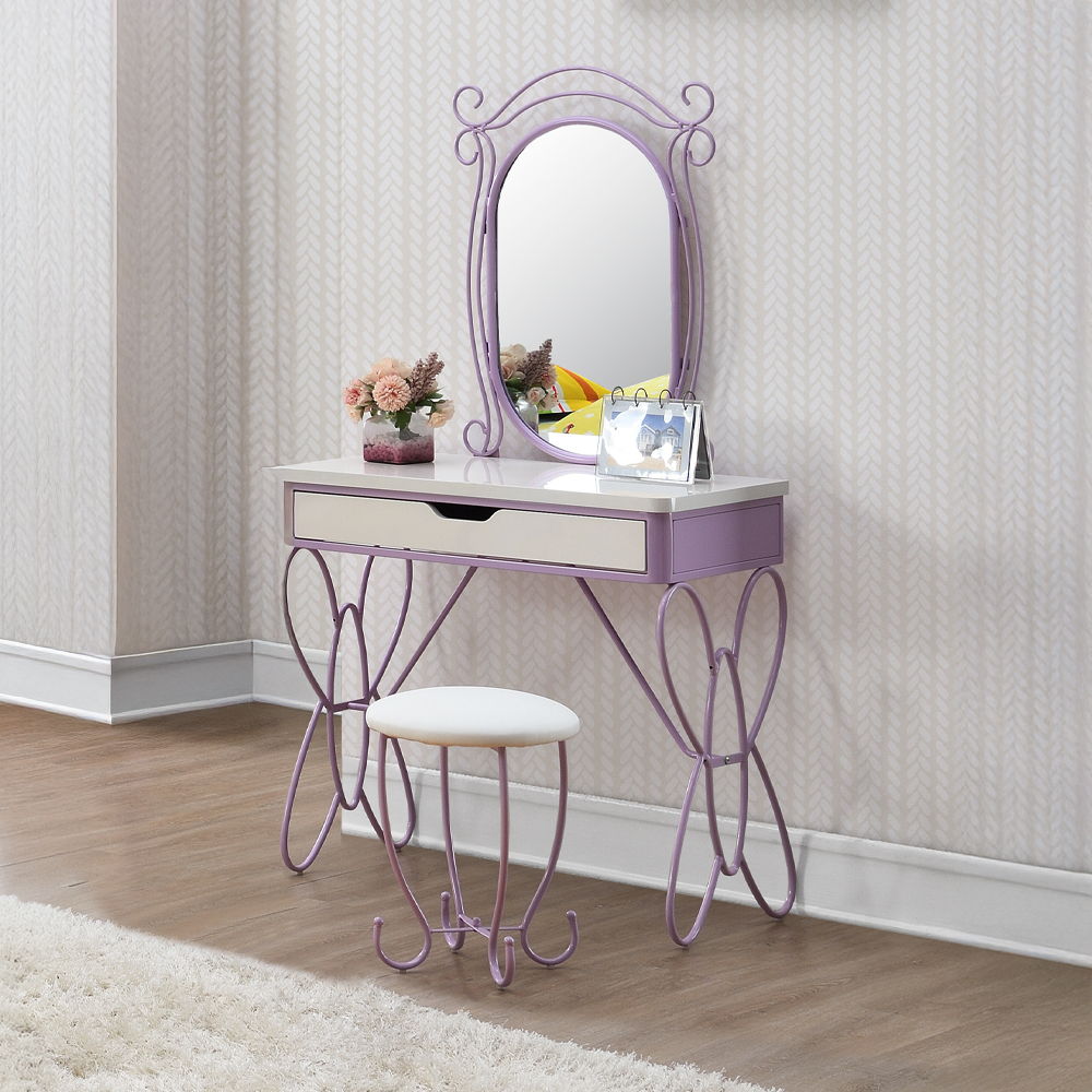 Priya II - Vanity Set - White & Light Purple - Urban Living Furniture (Los Angeles, CA)