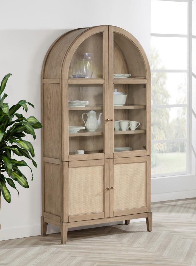 Kailani - 4-Door Cane Dining Vitrine Display Cabinet - Beige Oak - Urban Living Furniture (Los Angeles, CA)