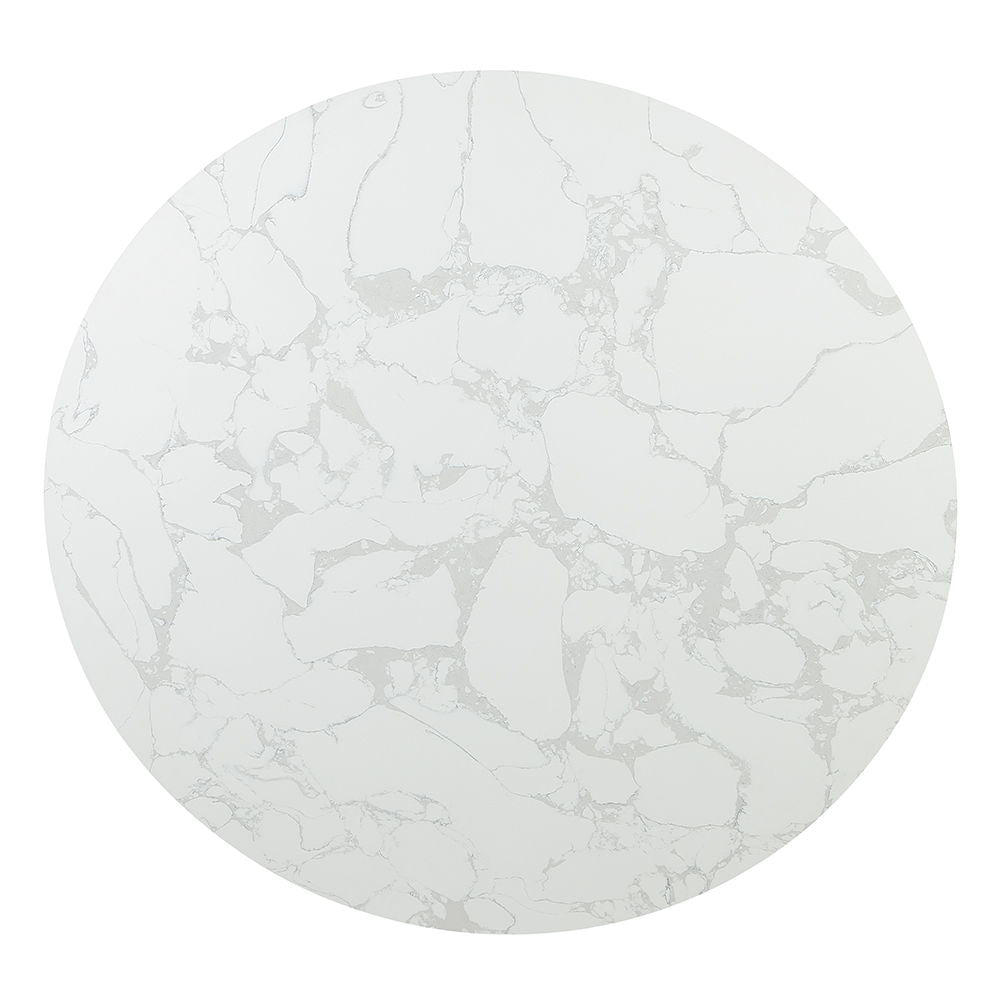 Clayten - Round Dining Table With Marble - White Natural Marble Top & Espreeso Finish - Urban Living Furniture (Los Angeles, CA)