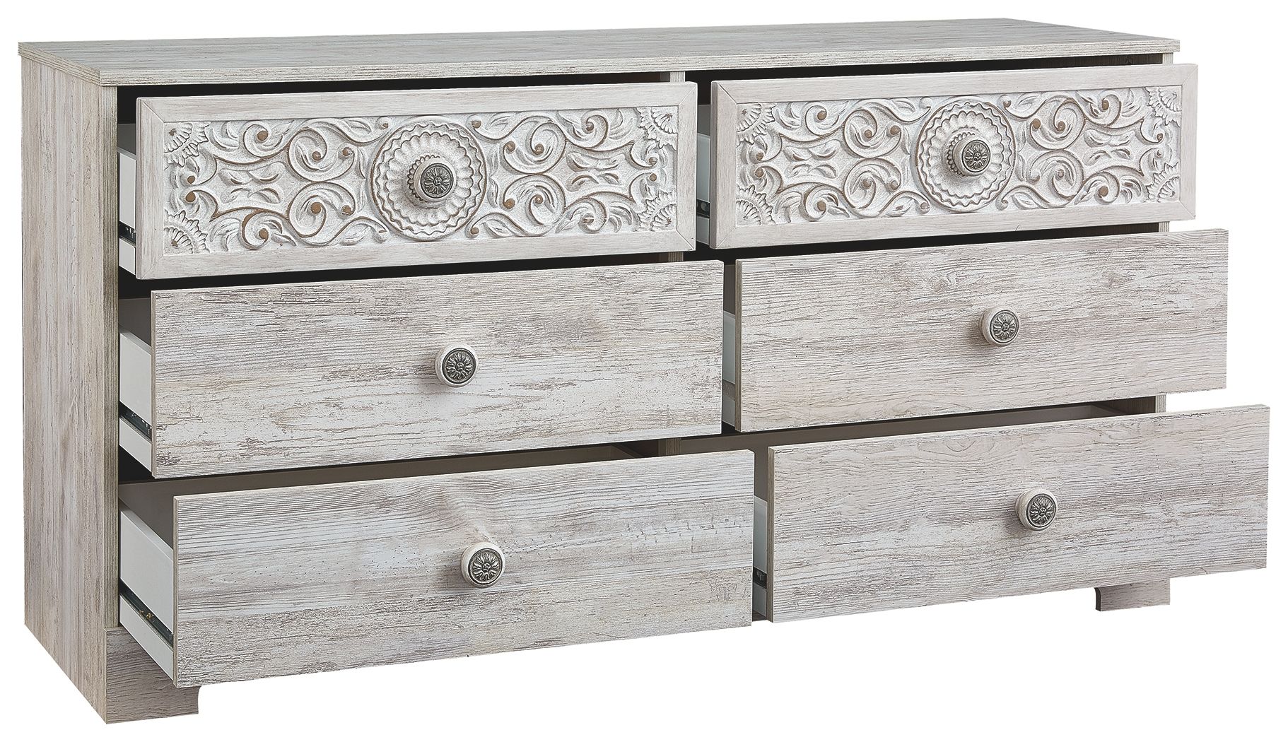 Paxberry - Whitewash - Six Drawer Dresser - Vinyl-Wrapped - Urban Living Furniture (Los Angeles, CA)