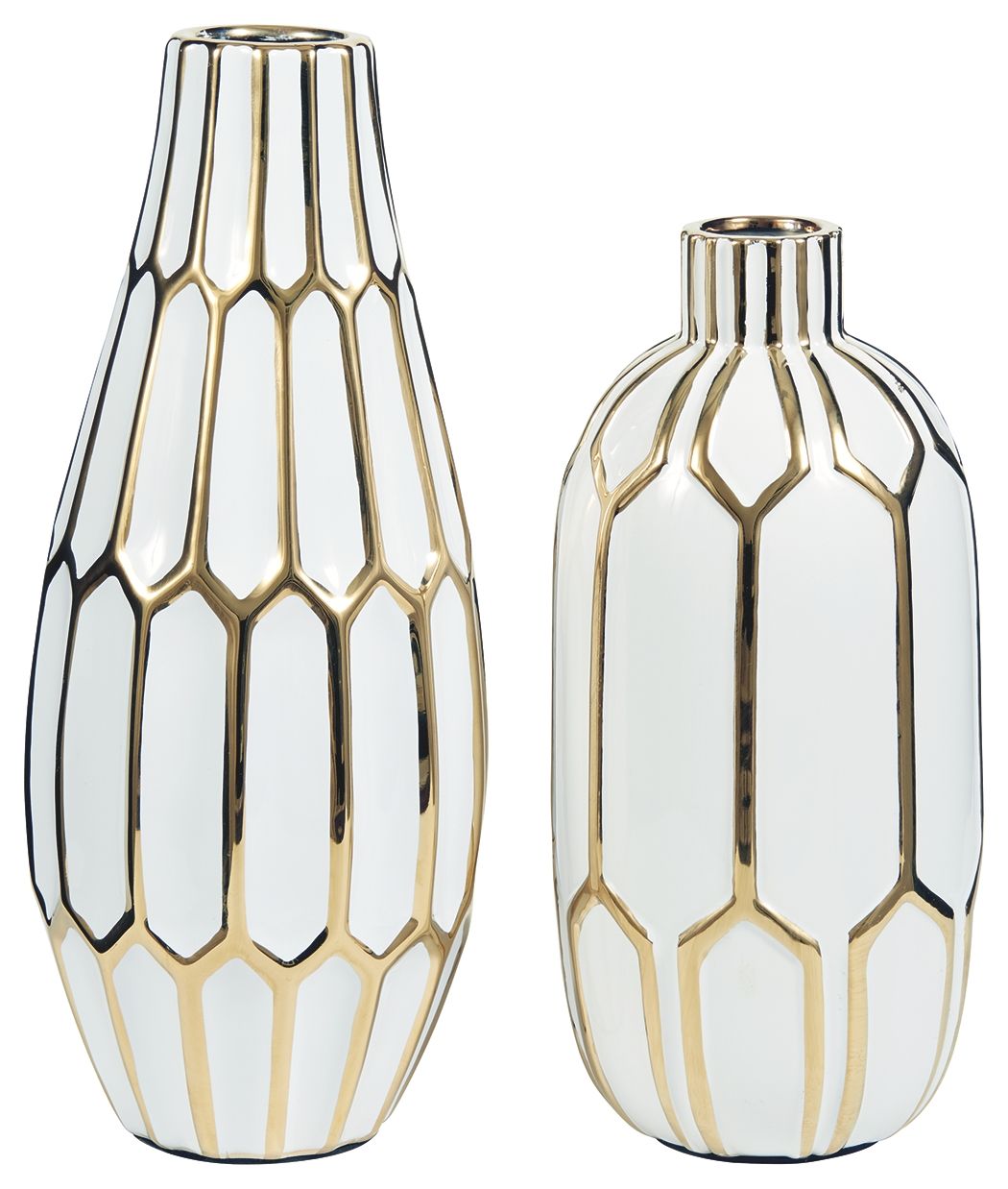 Mohsen - Gold Finish / White - Vase Set (Set of 2) - Urban Living Furniture (Los Angeles, CA)