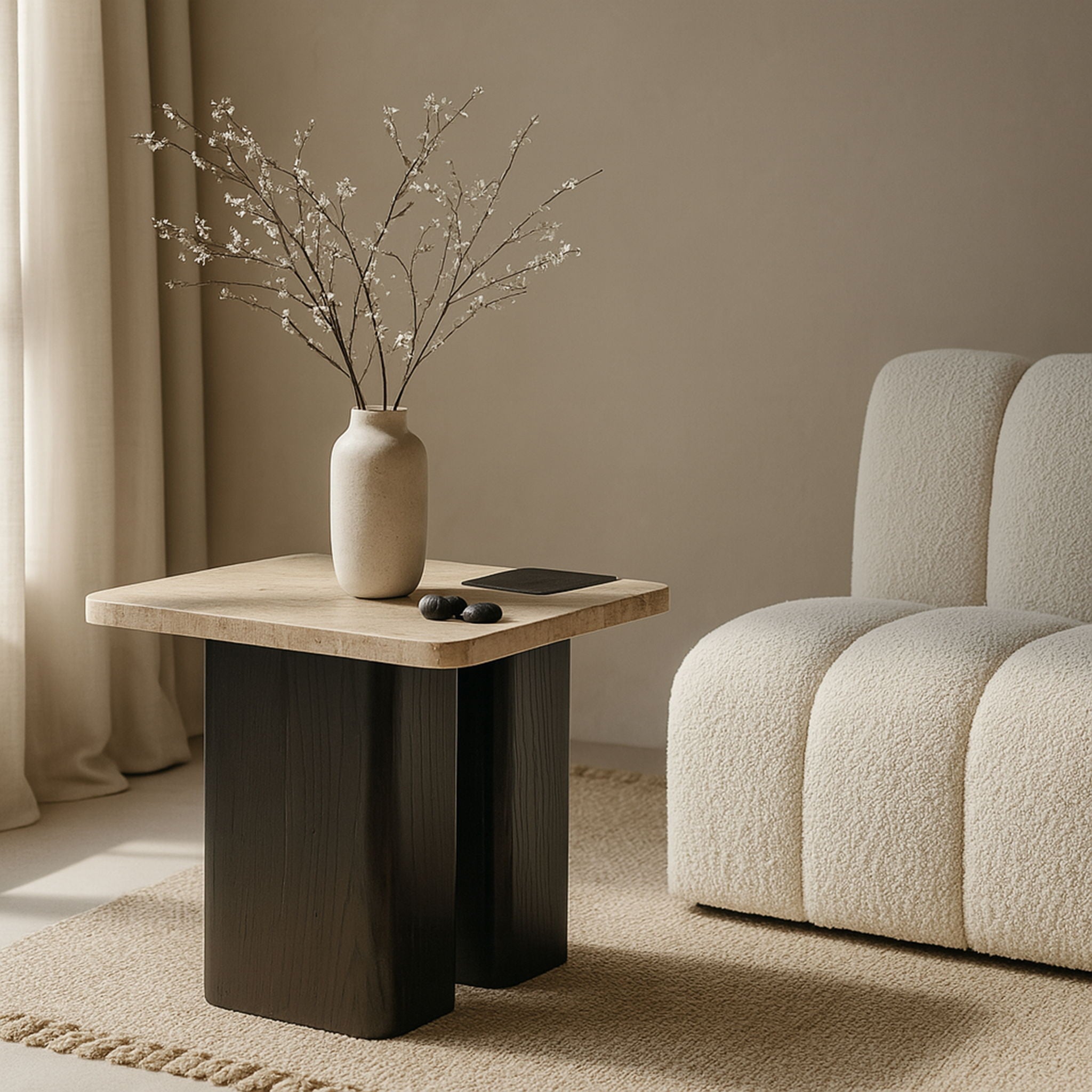 Ravenna - Genuine Travertine Top And Oak Wood Base Table - Urban Living Furniture (Los Angeles, CA)