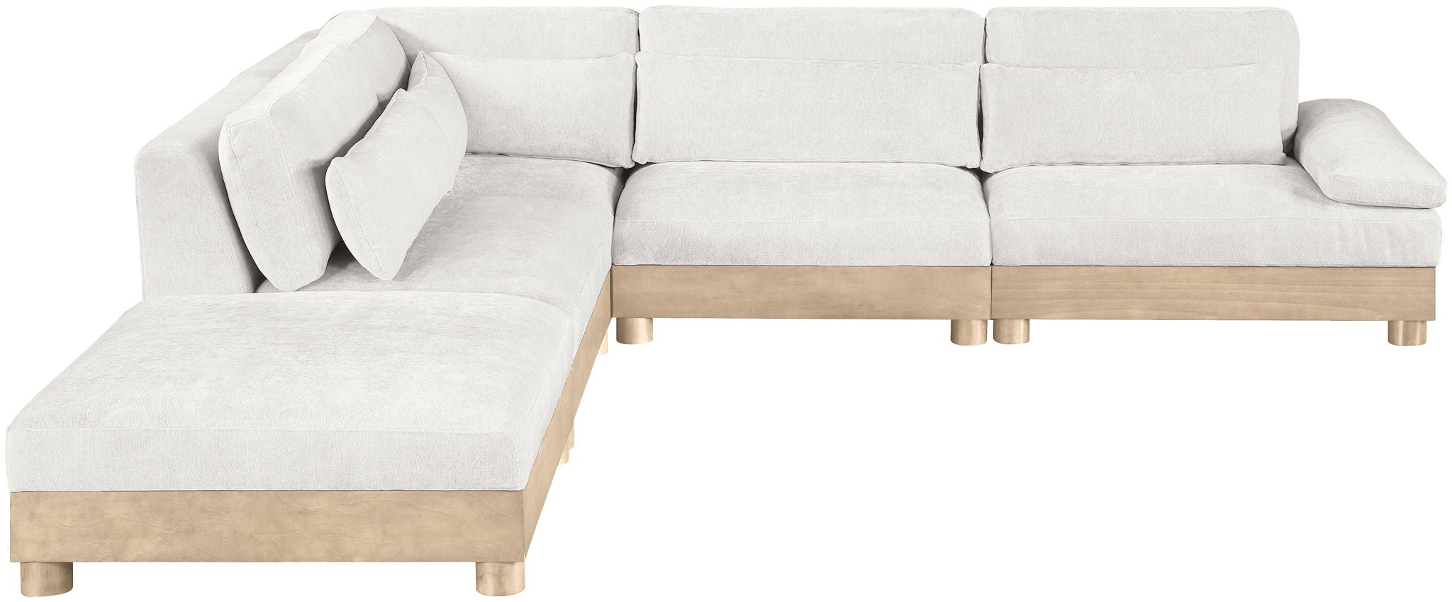 Turin - Chenille Fabric Upholstered Modular Sectional - White