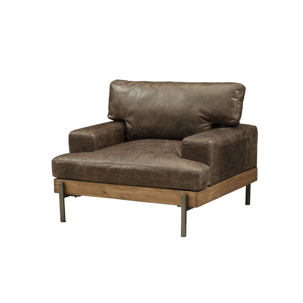 Silchester - Chair - Oak & Distress Chocolate Top Grain Leather - Urban Living Furniture (Los Angeles, CA)