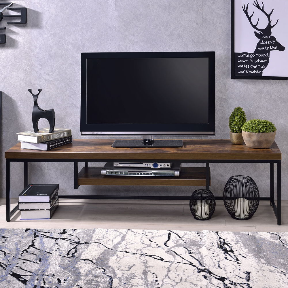 Bob - 16" TV Stand - Weathered Oak & Black Metal - Urban Living Furniture (Los Angeles, CA)